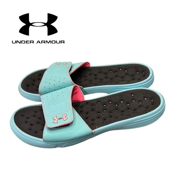 Under Armour Women’s Blue and Pink Slide Sandals 12 - Picture 1 of 6
